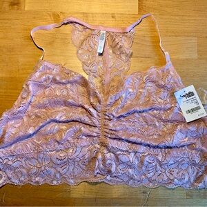 Iridescent Dusty Mauve Pink Lace Bralette